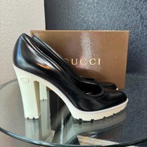 Black/White New Gucci Heeled Boots womens 10